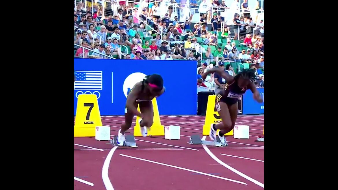 Sha'Carri Richardson CANNOT BE STOPPED!!! (Stumbles, yet still runs best time of the day!)  #Shorts