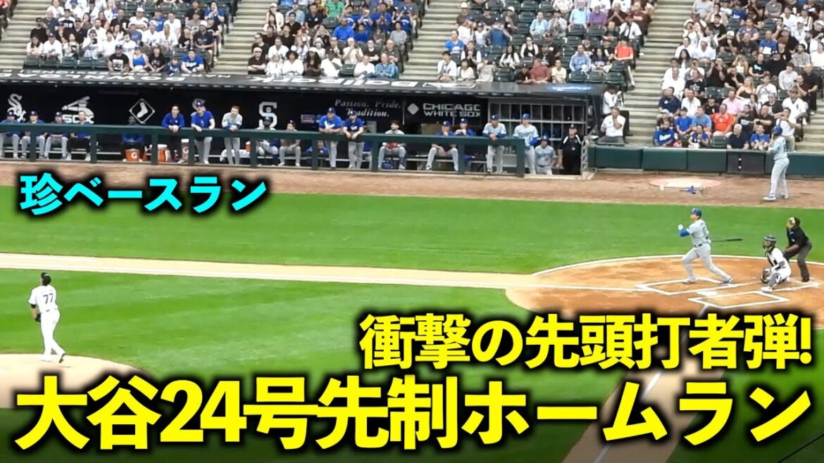 The leadoff hit gets the crowd excited even in enemy territory! Shohei Ohtani's 24th leadoff home run and a rare base run![Local footage]Game 2 of the Dodgers vs. White Sox on June 26th