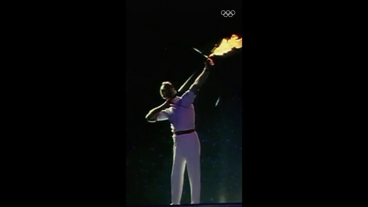 The Olympic Cauldron was lit with a burning arrow on this day at Barcelona 1992. 🔥