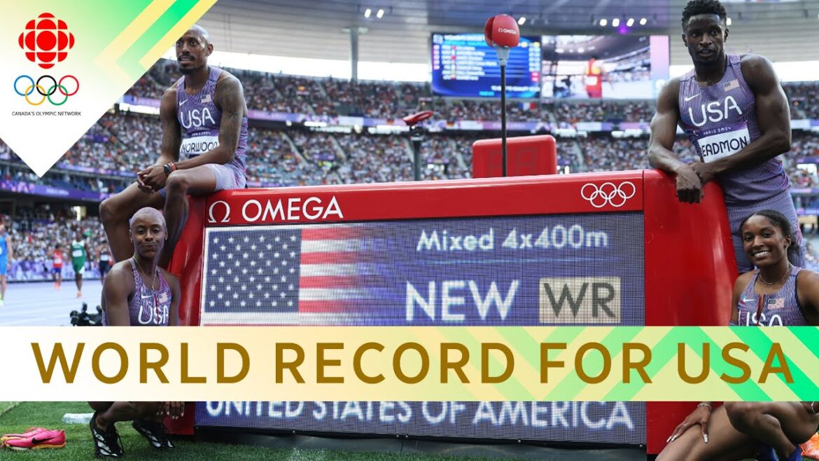 USA SMASHES WORLD RECORD in 4X400 mixed relay heat | #paris2024