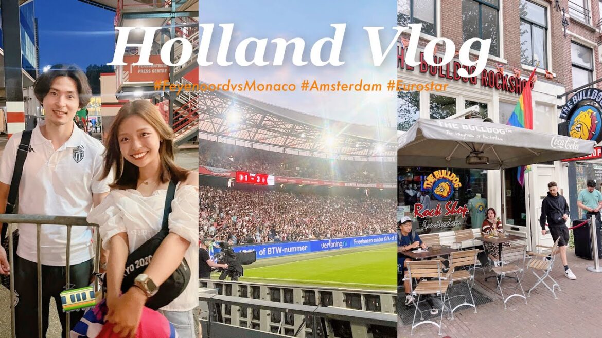 vlog) A whirlwind trip to the Netherlands 🇳🇱 A train trip full of happenings 🚃💨｜#Feyenoord #AS Monaco 🏟️ #Minamino Takumi ⚽️ #Amsterdam 🌿