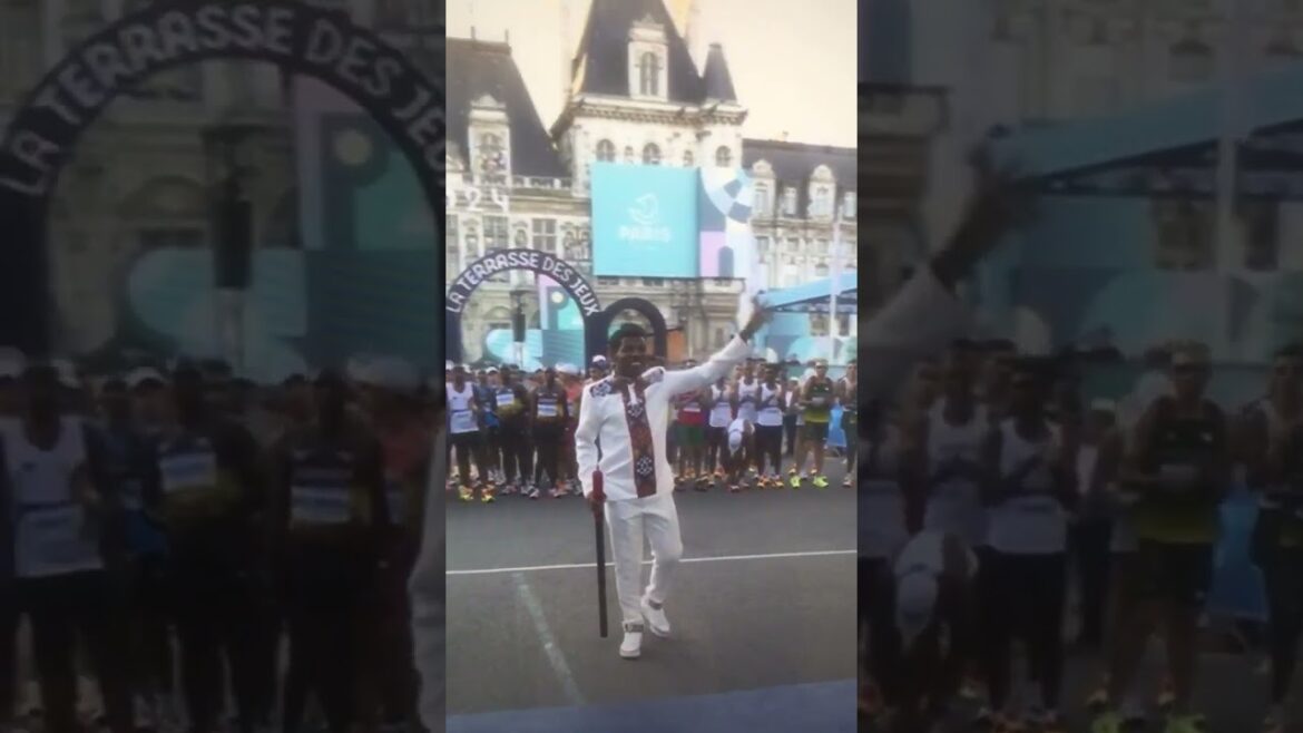Haile Gebrselassie - ኀይሌ ገብረ ሥላሴ 🇪🇹 opening the Olympic Games 2024 Marathon in Paris #shorts