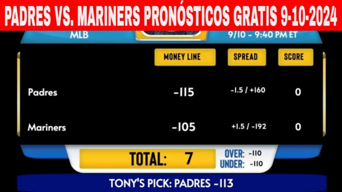 San Diego Padres vs Seattle Mariners 9/10/2024 FREE MLB Predictions for Today