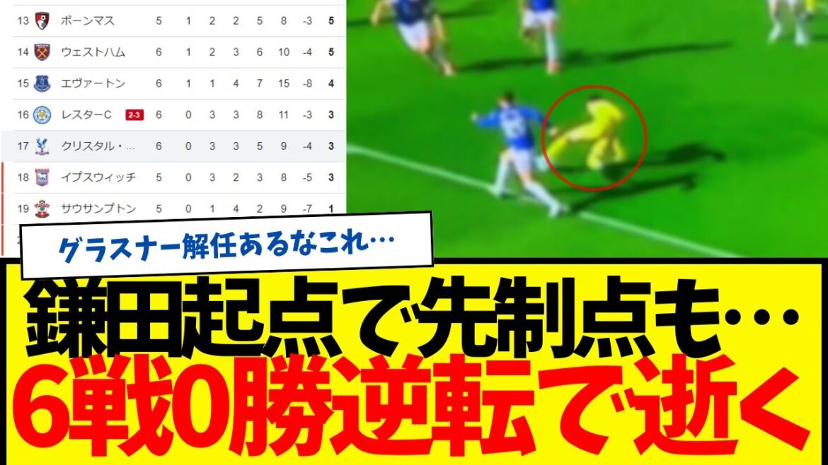 Kamata's first goal performance...come from behind and lose → Emergency situation after 6 games without a win