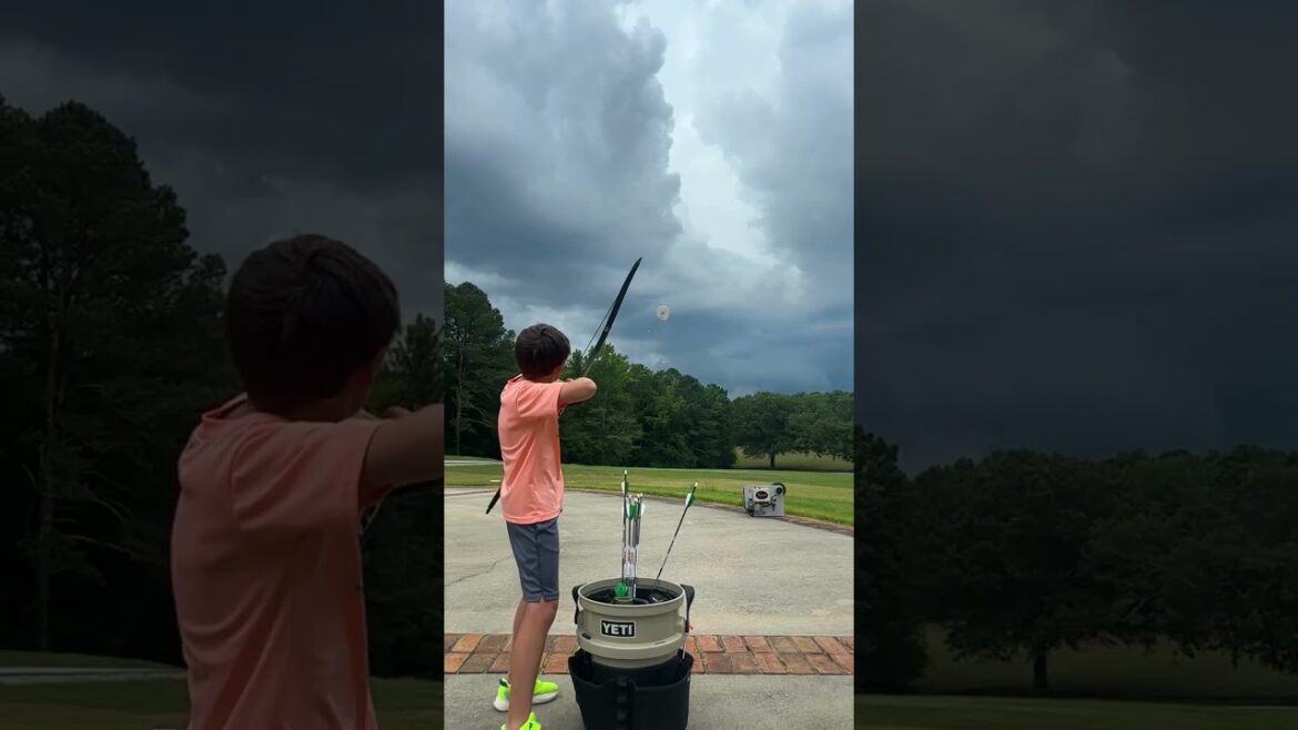 Future archery pro in the making! 🎯 📹: jamesjeantrickshots