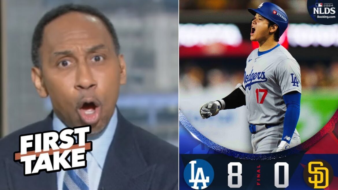 FIRST TAKE | "Ohtani Shohei is a SUPERHERO!" - Stephen A. "SHOCKED" as Dodgers destroy Padres 8-0