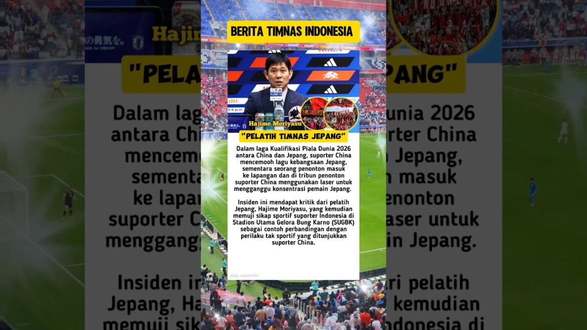 Japanese Coach Hajime Moriyasu praised the sportsmanship of Indonesian supporters after visiting China #shorts