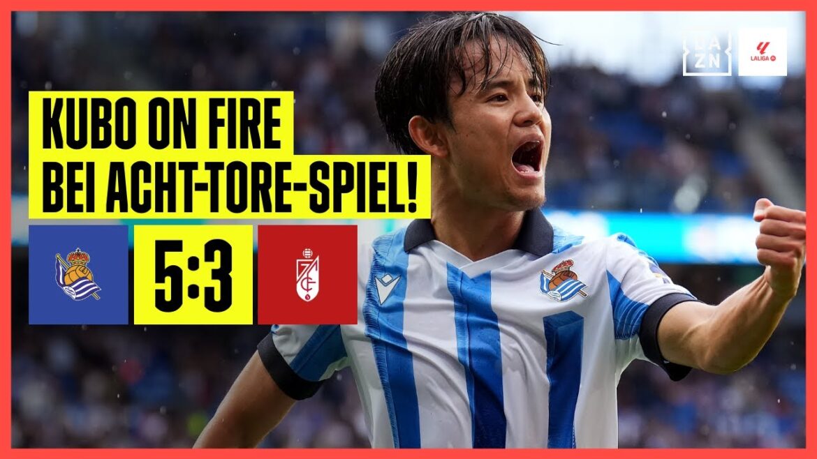 Kubo with a brace in an eight-goal spectacle: Real Sociedad – Granada 5:3 | LaLiga | DAZN Highlights Kubo with a brace in an eight-goal spectacle: Real Sociedad - Granada 5:3 | LaLiga | DAZN Highlights