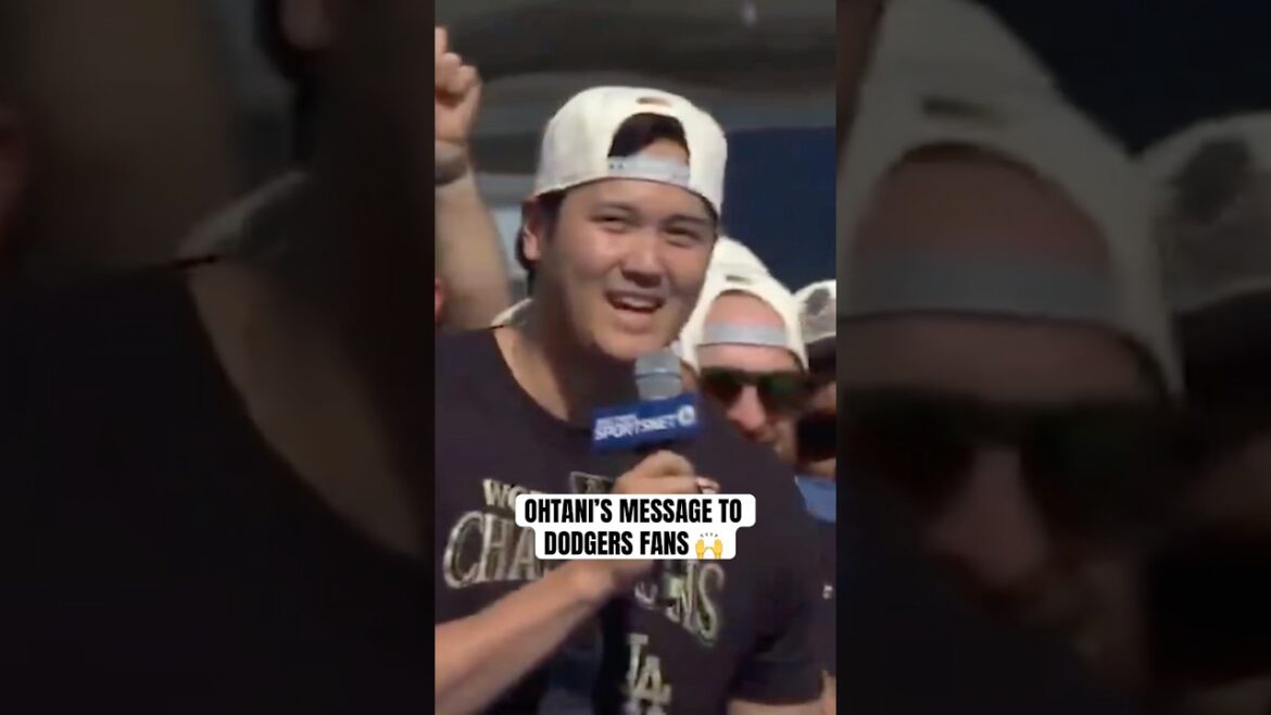 Shohei Ohtani's speech at the Dodgers championship parade 🎤 (via @MLB)