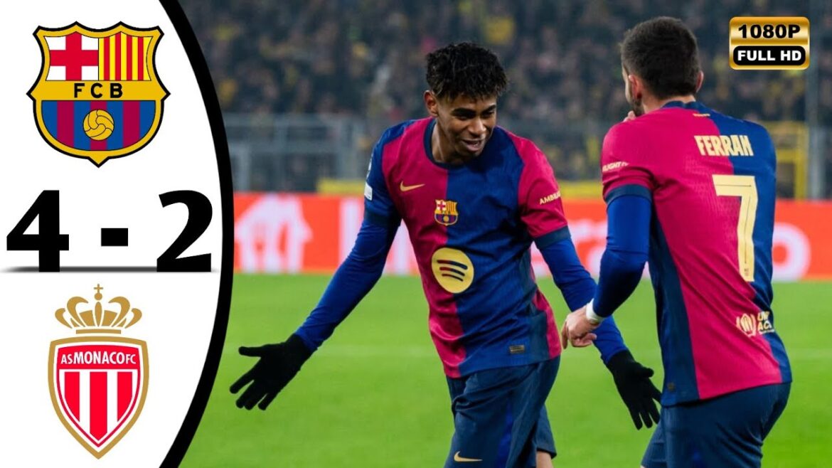 Barcelona Vs AS Monaco 4-2 • Champions League Highlights & All Goals 2024 • Last Night's Football Results