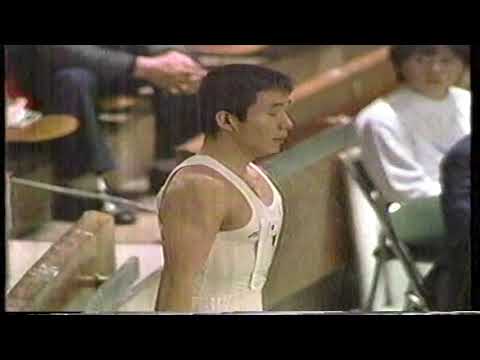 3 somersaults Koji Tonomura (Japan) Suspension ring 1983 Chunichi Cup Tokyo tournament 3 somersaults Koji Tonomura (Japan) Suspension ring 1983 Chunichi Cup Tokyo tournament