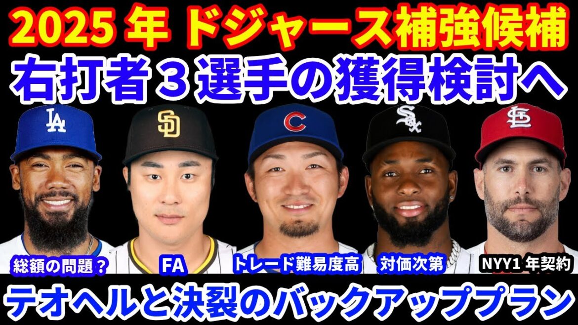 2025 MLB FA reinforcement information!! ️ Dodgers considering acquiring 3 right-handed hitters Seiya Suzuki and Robert Kim 💰 Backup plan in case of breakdown with Teohel!! ️ Yankees sign Goldschmidt to one-year contract