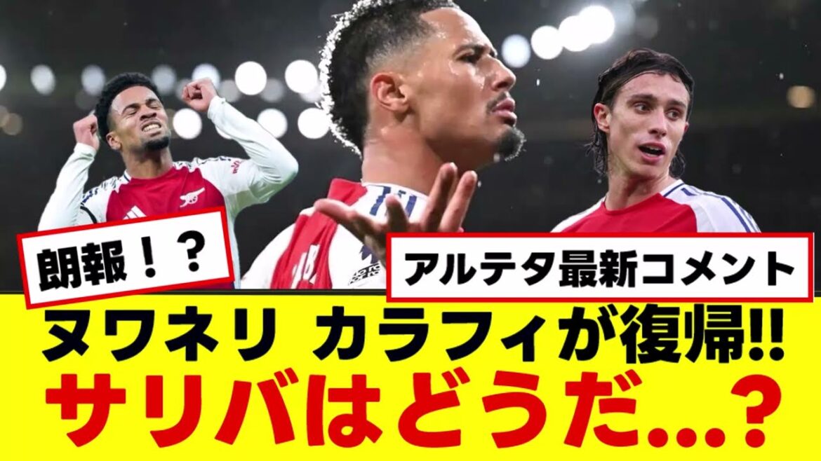 [Arsenal Arteta's latest comments]Nwaneri, Calafiori return! What about Saliba? ?