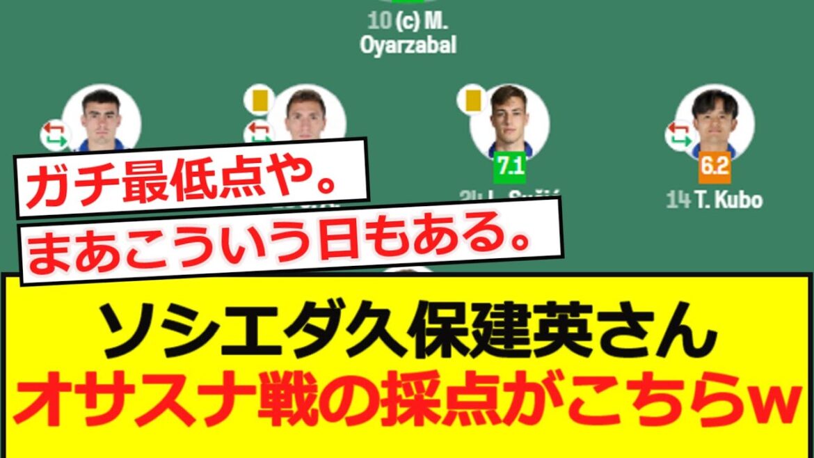 [La Liga]Socieda Kubo Kubo, here is a score of the match against Osasuna wwwwwwwwwww