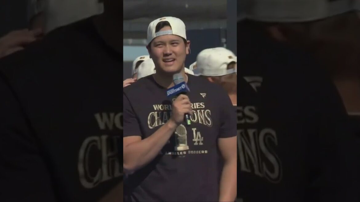 Shohei Ohtani speaks at Dodgers World Series Celebration #mlb #baseball #Dodgers