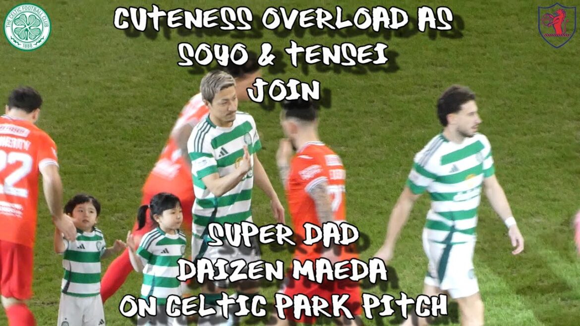 Cuteness Overload as Soyo & Tensei Join Super Dad Daizen Maeda on Pitch - Celtic 5 - Raith Rovers 0