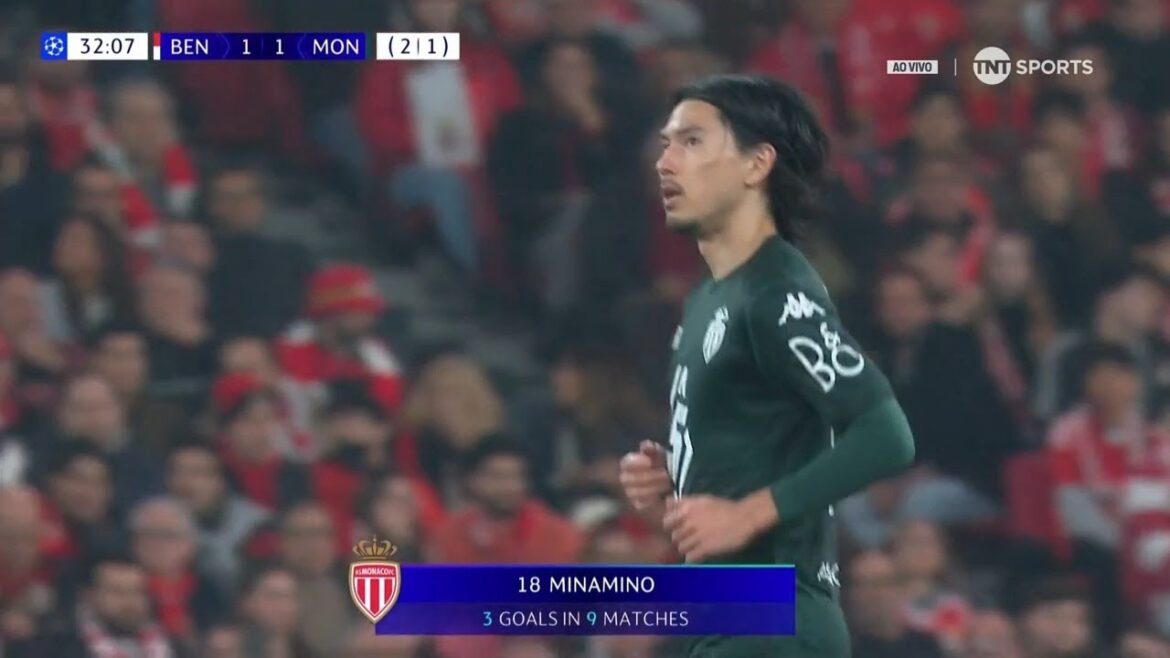 Takumi Minamino Goal | Benfica vs Monaco 1-1 Highlights Goals | UEFA Champions League 2024/25