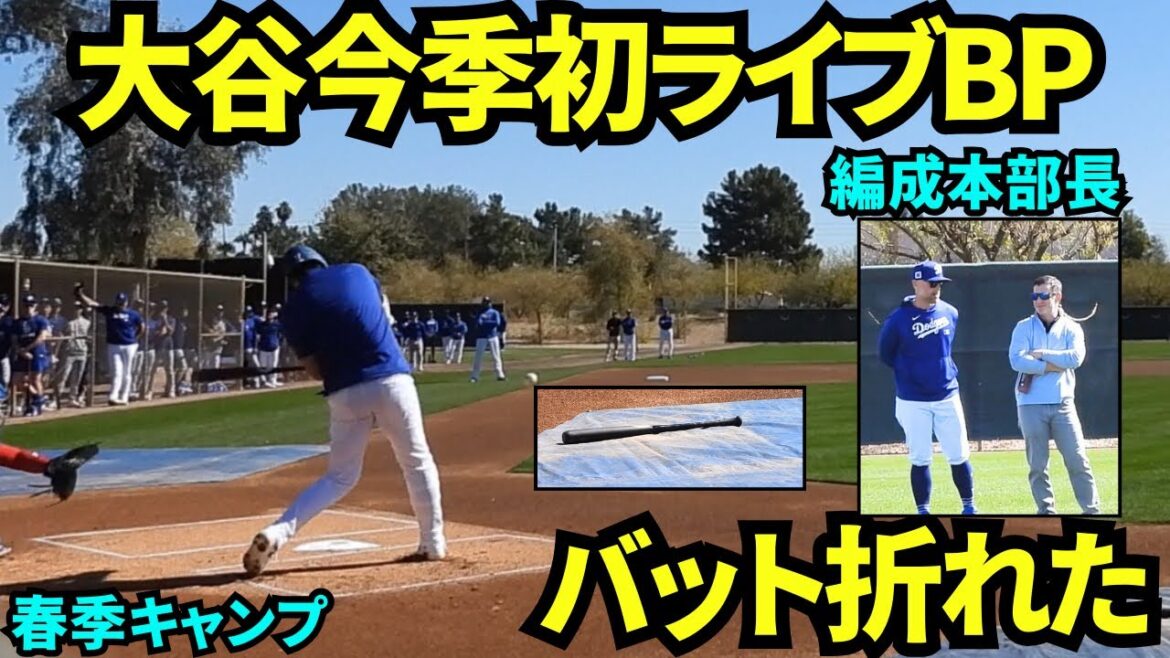 [Breaking News]My bat suddenly broke during my first live BP of the season! ! Live BP BP Blow Videos by Otani Shohei[Local Video]Spring Training on February 24th, 2025