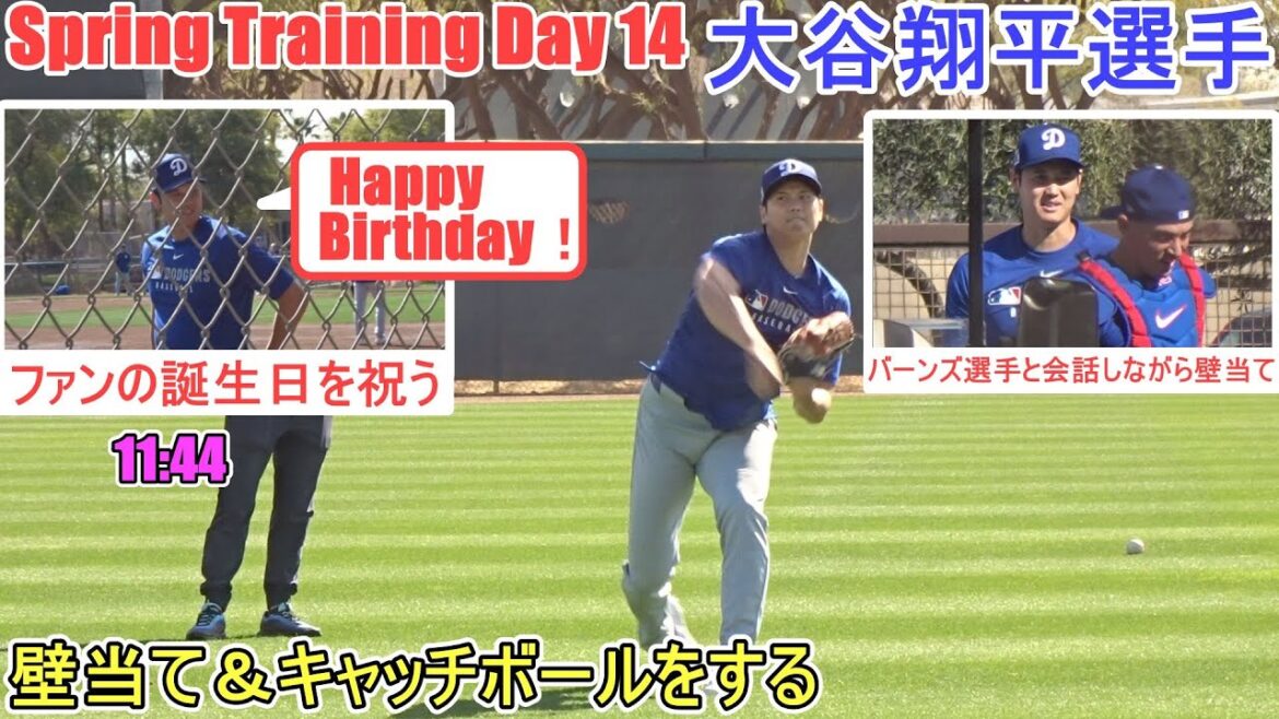 Wall-stripped and playing catch - Celebrating the fans' birthdays! ~[Otani Shohei]~ Sptore Day 14 ~ Shohei Ohtani 2025 Spring Training Day 14