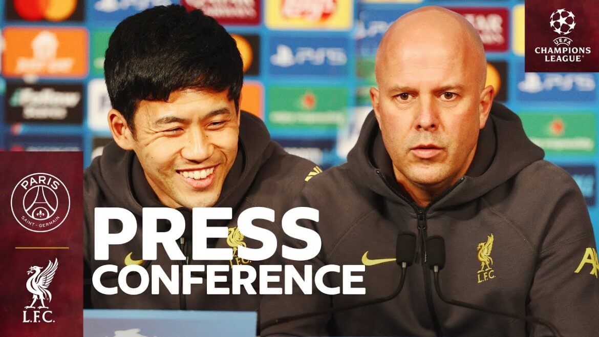 Live UEFA Champions League: PSG vs Liverpool | Wataru Endo & Arne Slot Press Conference