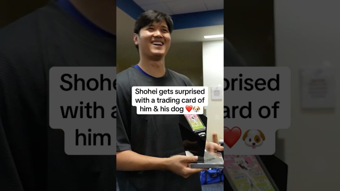 Shohei Ohtani SURPRISED with a trading card of his dog 🐶❤️