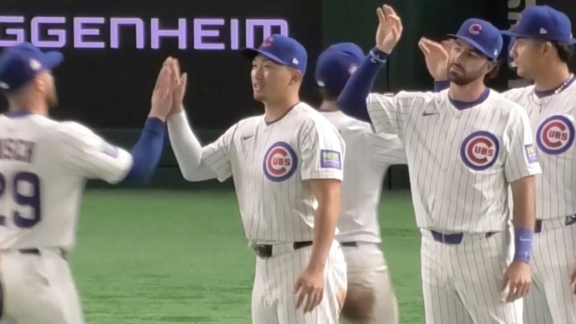 Chicago Cubs Suzuki Seiya welcomes the nine and wins a high-five! MLB Tokyo Series March 16, 2025