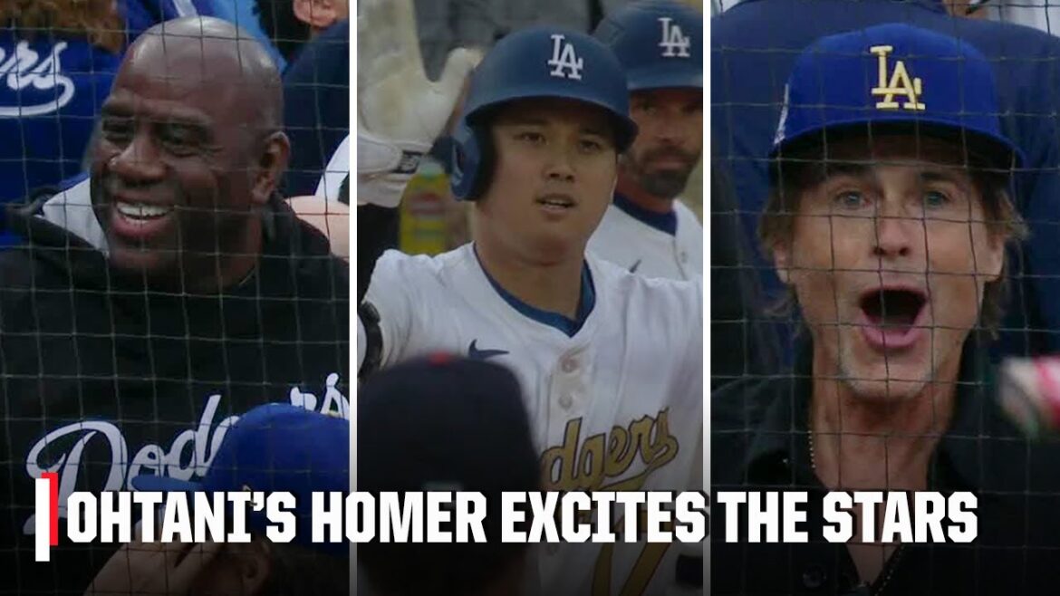 Shohei Ohtani hits HOME RUN, Magic Johnson & Rob Lowe LOVE IT | ESPN MLB