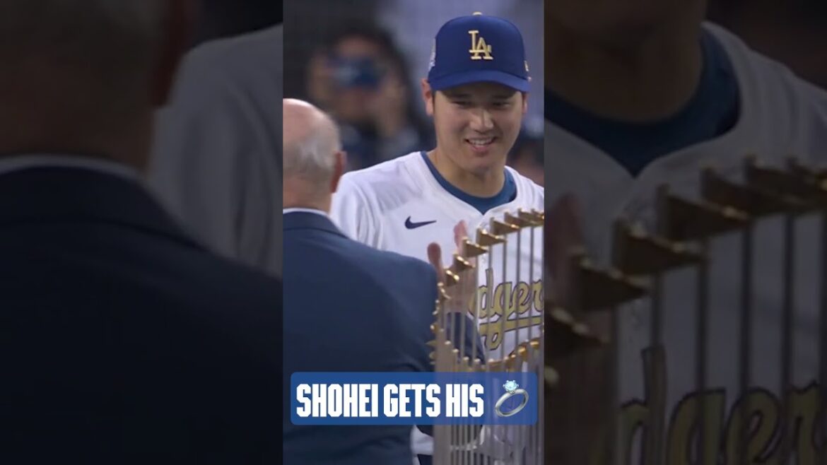 The moment he's been waiting for ... Shohei Ohtani receives his first World Series ring 💍