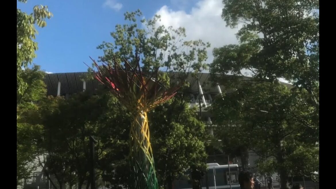 The area around the National Stadium on the morning of the opening ceremony of the Tokyo Olympics
