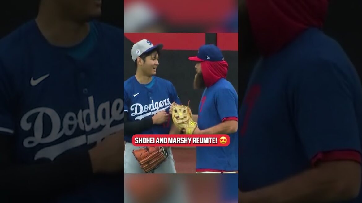 All jokes between former teammates Shohei Ohtani and Brandon Marsh 😂 (🎥: @NBCSPhilly)