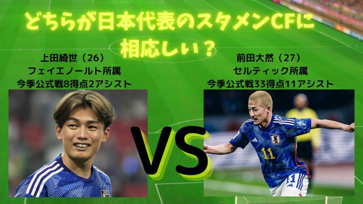 Which is the starting lineup for the Japanese national team CF, Ueda Kyosei vs Maeda Daizen? #Soccer #Japan Soccer Team #World Cup #UedaKisei #MaedaDaen #cf