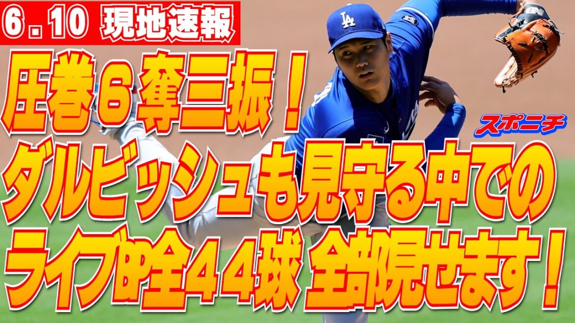 [Otani Shohei, June 10th]Darvish watches, and shows off all 6 impressive strikeouts and all 44 live BP pitches!