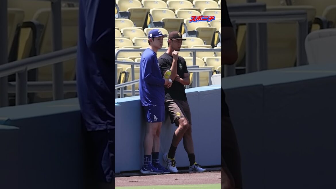 [Darvish Yu, Sasaki Roki, local news, June 16th]Two people talking before the match #shorts #Darvish Yu #Sasaki Roki