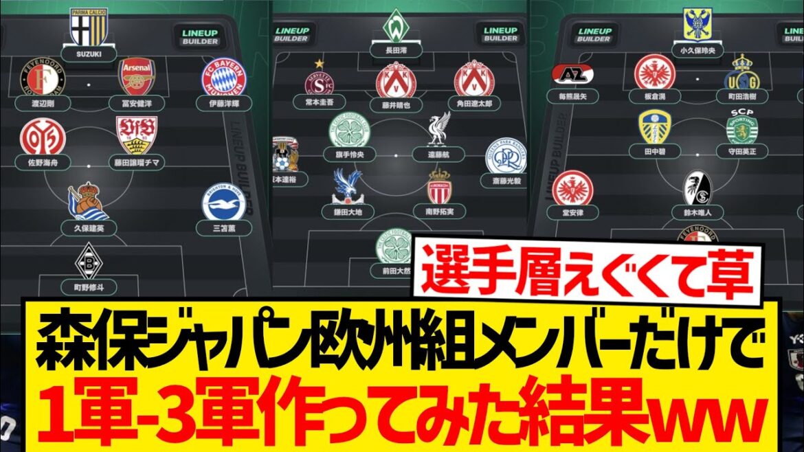 [Good news]The result of creating three teams with Moriyasu Japan European group alone lol