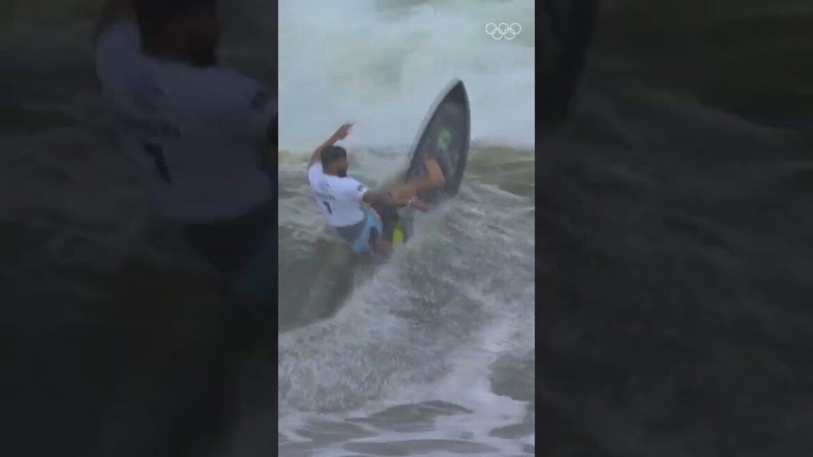 When your board breaks mid comp… and you still win gold. 🥇🏄‍♂️ #Olympics #surfing