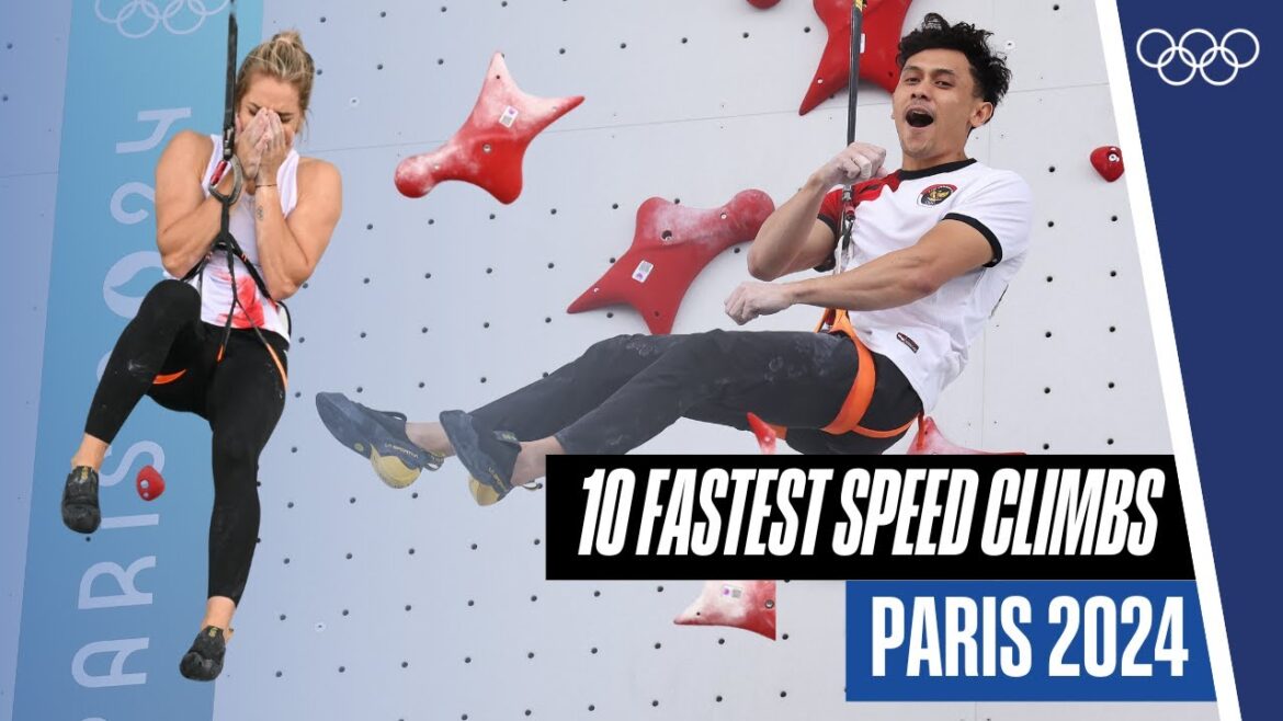 10 Fastest Speed climbing times at #Paris2024 🧗‍♀️😮‍💨 | Top Moments