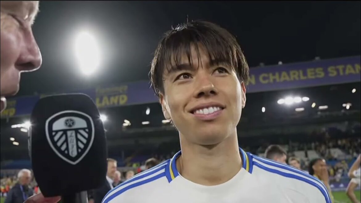 Ao Tanaka interview during Leeds United promotion celebrations