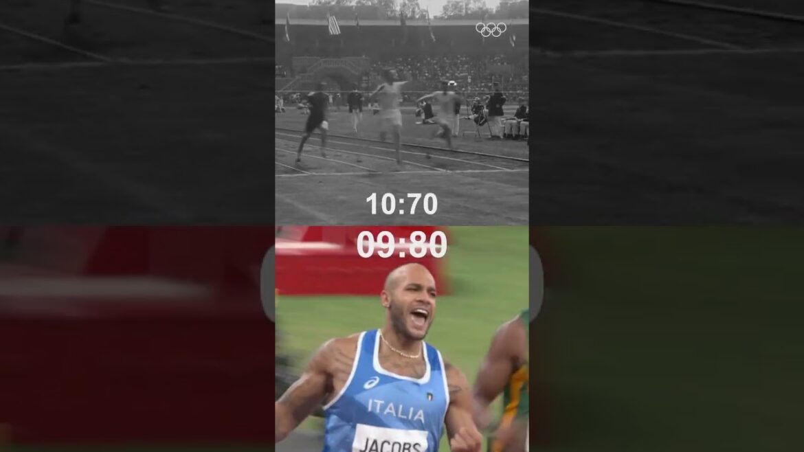 The evolution of sprinting: 100m of speed, power, and history. ⏳#Olympics  #WorldAthleticsChamps