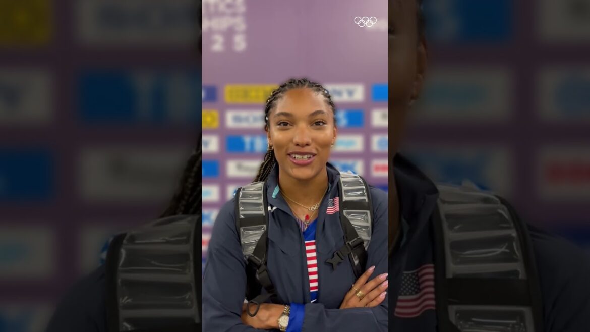 Tara Davis-Woodhall  is back in Tokyo. 🥹 Same stadium but with new goals.  #WorldAthleticsChamps