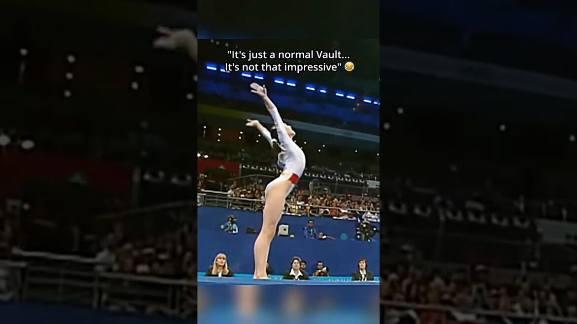 She won Olympic Gold like this!😳 #gymnastics #sports #vault #flip
