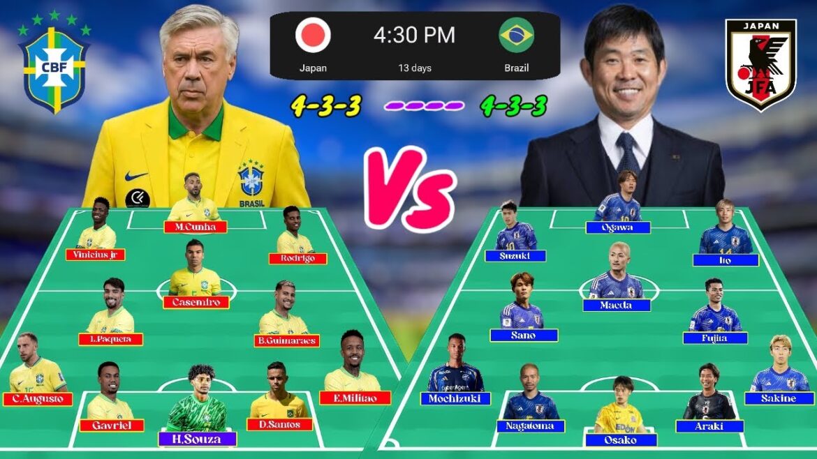 Brazil Vs Japan friendlies match Brazil & Japan Squad Announces Carlo Ancelotti and Hajime Moriyasu Brazil Vs Japan friendlies match Brazil & Japan Squad Announces Carlo Ancelotti and Hajime Moriyasu