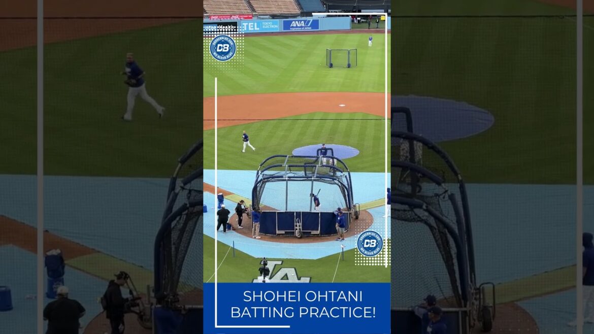 RARE: Shohei #Ohtani takes on-field BP during #Dodgers NLCS workout at Dodger Stadium