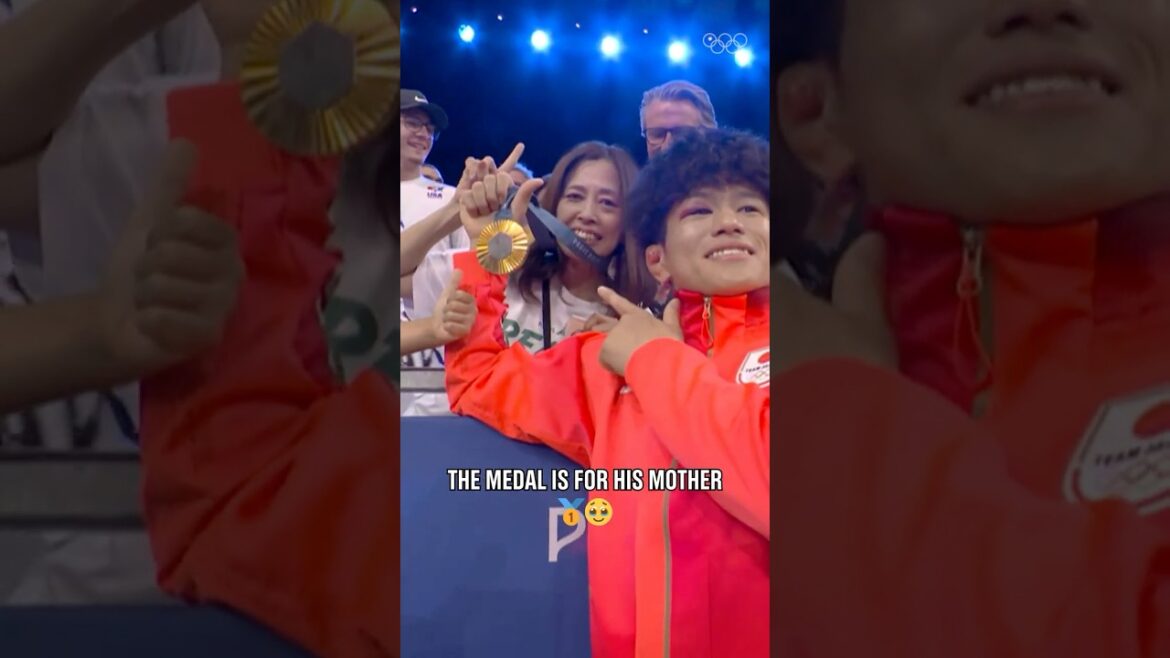 A gold medal embrace between mother and son! 🥇 💞