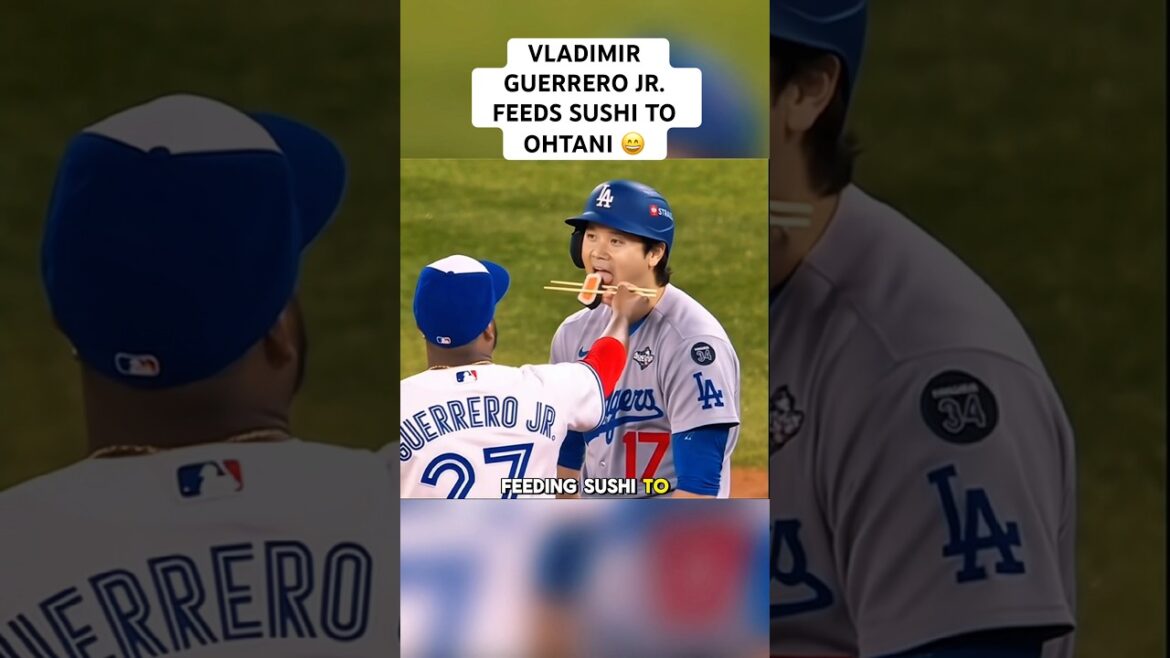 Vladimir Guerrero Jr. feeds Sushi to Shohei Ohtani 😄