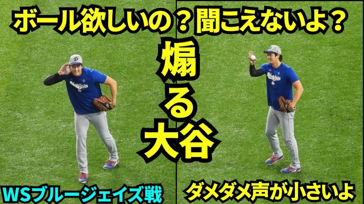 Ohtani provokes Blue Jays fans who want the ball WW Shohei Otani appears in warm-up and enemy fans desperately shout to get the ball WW[Local footage]October 31, 2025 World Series Blue Jays game