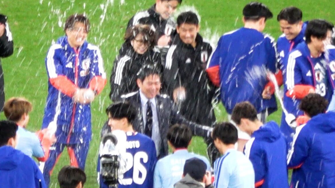 [Kirin Challenge Cup 2025]Japan x Bolivia Coach Moriyasu celebrates his 100th match with a victory and a water shower Local footage