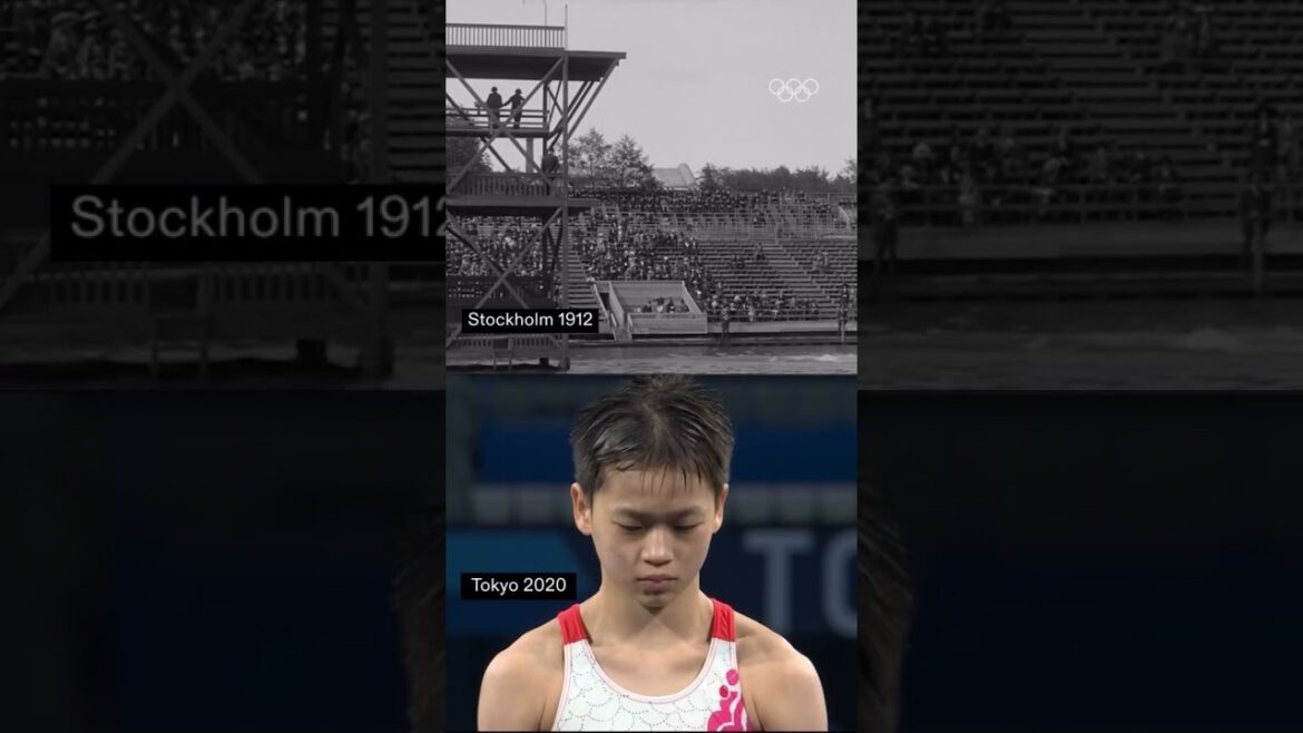 Diving 108 years apart 🤩 Stockholm 1912 vs Tokyo 2020 #diving 📹 @olympics
