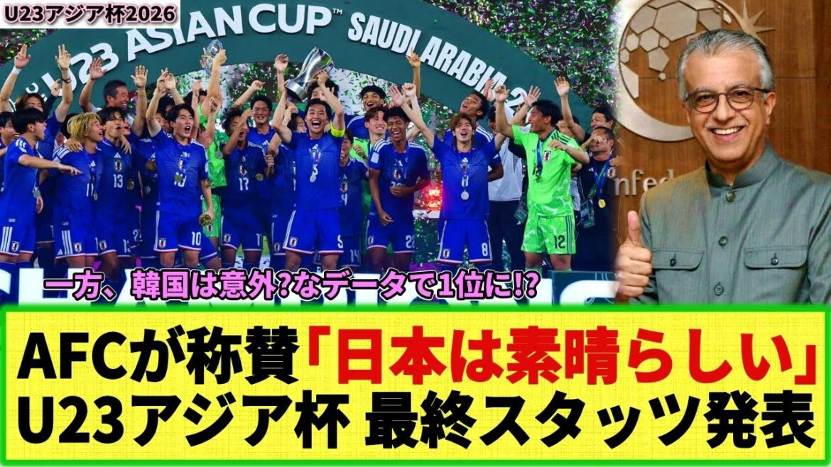 [U23 Asian Cup]AFC announces tournament data!! AFC praises Japan's numbers! On the other hand, are South Korea in first place based on that data?