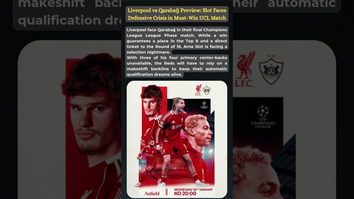 Slot Faces Defensive Crisis in Must Win UCL Match #viral #footballshorts Slot Faces Defensive Crisis in Must Win UCL Match #viral #footballshorts