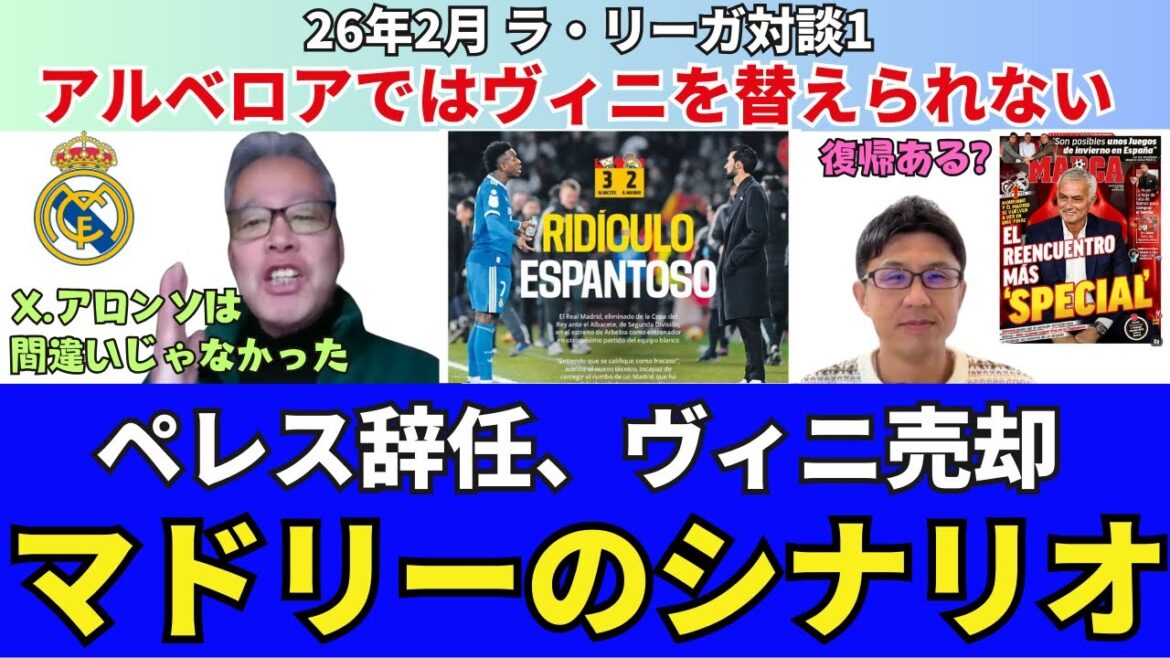 What will happen? Real madrid. X. Alonso was not wrong. You can't change Vini at the abandoned stone Arbeloa. A scenario in which Chairman Perez resigns and Vinicius is sold. ｜February 2026 La Liga Conversation 1 Hirotsugu Kimura x Ichiro Ozawa